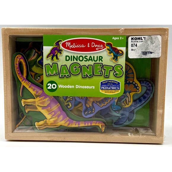 NEW Melissa & Doug Magnetic Wooden Dinosaurs Wooden  Box 20 pieces - Picture 1 of 3